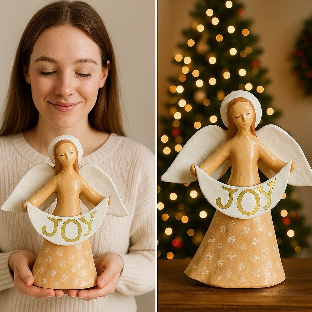 Studio Nova Joy Angel Handcrafted Paper Mache 17" White Wings Thailand Made